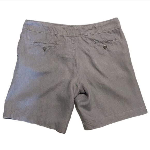 JNY Gray Linen Zip Fly Drawstring Shorts Pockets Women Size 10 - Picture 2 of 13